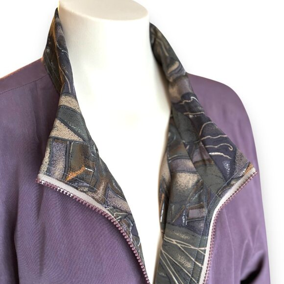Unique Tie Material Design Reversible Jacket Purple Jacket, Reversible, Zip-Up, - Picture 3 of 12